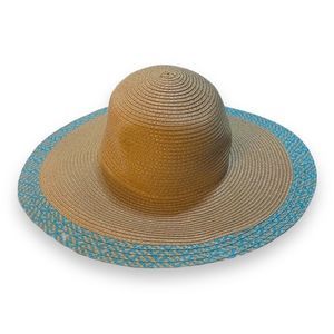 Chatties Straw Sunhat with Teal Rim, 17" across. Great sun cover! Brand New!